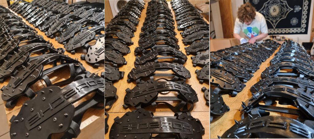 3D printed custom snow traction outsoles by Glide Soles, produced through Craftcloud.